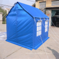 High quality blue white pe tarpaulin with black plastic corner around eyelets